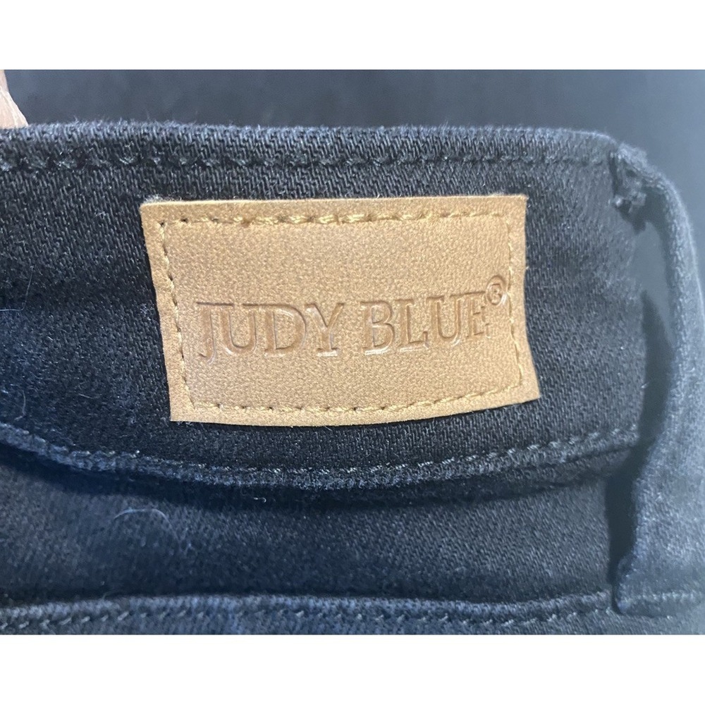 JUDY BLUE Jeans Women's 5/27 High Rise Straight Slit Hem Black Denim - Picture 7 of 9